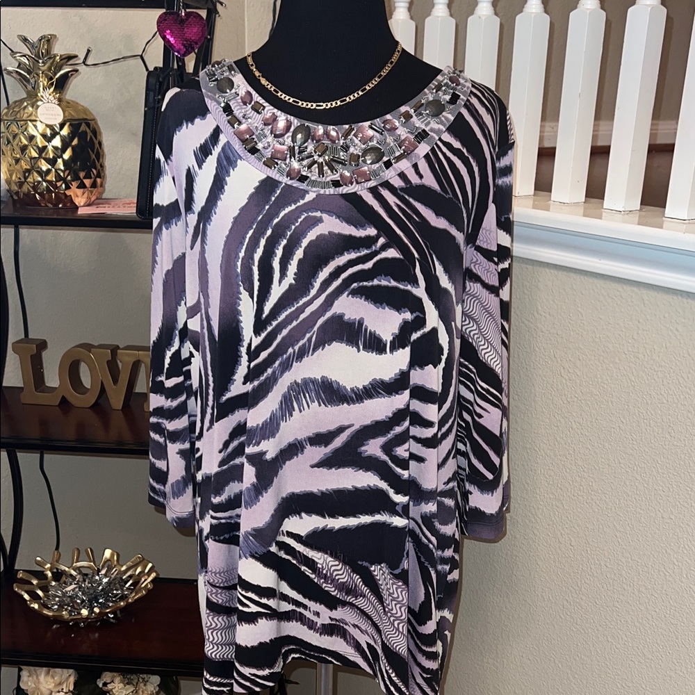 Chico's Black and White Zebra Print Blouse